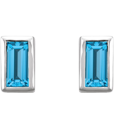 2000410 Platinum Set Straight Baguette Natural Swiss Blue Topaz Pair 4 X 2 Mm Friction Friction Backs Included Bezel Polished Natural Swiss Blue Topaz Bezel-Set Earrings