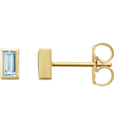 2000410 14K Yellow Set Straight Baguette Natural Sky Blue Topaz Pair 4 X 2 Mm Friction Friction Backs Included Bezel Polished Natural Sky Blue Topaz Bezel-Set Earrings