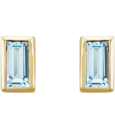 2000410 14K Yellow Set Straight Baguette Natural Sky Blue Topaz Pair 4 X 2 Mm Friction Friction Backs Included Bezel Polished Natural Sky Blue Topaz Bezel-Set Earrings