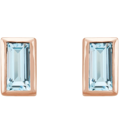 2000410 14K Rose Set Straight Baguette Natural Sky Blue Topaz Pair 4 X 2 Mm Friction Friction Backs Included Bezel Polished Natural Sky Blue Topaz Bezel-Set Earrings