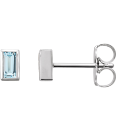 2000410 Platinum Set Straight Baguette Natural Sky Blue Topaz Pair 4 X 2 Mm Friction Friction Backs Included Bezel Polished Natural Sky Blue Topaz Bezel-Set Earrings