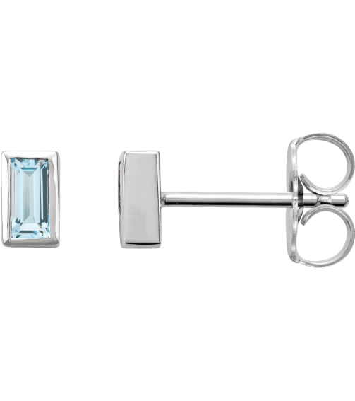 2000410 Platinum Set Straight Baguette Natural Sky Blue Topaz Pair 4 X 2 Mm Friction Friction Backs Included Bezel Polished Natural Sky Blue Topaz Bezel-Set Earrings