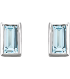 2000410 Sterling Silver Set Straight Baguette Natural Sky Blue Topaz Pair 4 X 2 Mm Friction Friction Backs Included Bezel Polished Natural Sky Blue Topaz Bezel-Set Earrings