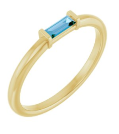 122887 Ring Set 14K Yellow Natural Swiss Blue Topaz Straight Baguette 4 X 2 Mm Polished Natural Swiss Blue Topaz Stackable Ring
