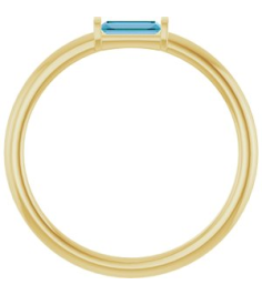 122887 Ring Set 14K Yellow Natural Swiss Blue Topaz Straight Baguette 4 X 2 Mm Polished Natural Swiss Blue Topaz Stackable Ring