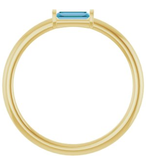 122887 Ring Set 14K Yellow Natural Swiss Blue Topaz Straight Baguette 4 X 2 Mm Polished Natural Swiss Blue Topaz Stackable Ring