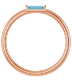 122887 Ring Set 14K Rose Natural Swiss Blue Topaz Straight Baguette 4 X 2 Mm Polished Natural Swiss Blue Topaz Stackable Ring