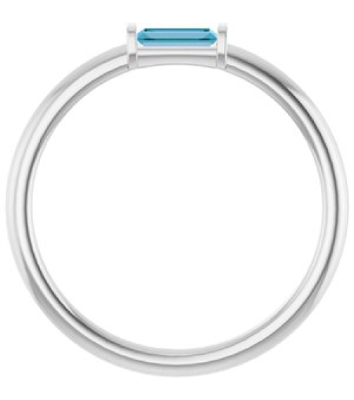 122887 Ring Set 14K White Natural Sky Blue Topaz Straight Baguette 4 X 2 Mm Polished Natural Sky Blue Topaz Stackable Ring