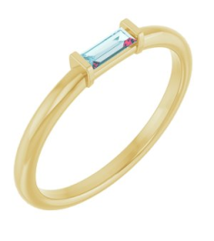 122887 Ring Set 14K Yellow Natural Sky Blue Topaz Straight Baguette 4 X 2 Mm Polished Natural Sky Blue Topaz Stackable Ring