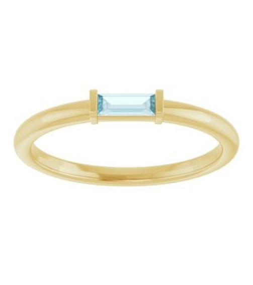 122887 Ring Set 14K Yellow Natural Sky Blue Topaz Straight Baguette 4 X 2 Mm Polished Natural Sky Blue Topaz Stackable Ring