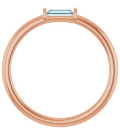 122887 Ring Set 14K Rose Natural Sky Blue Topaz Straight Baguette 4 X 2 Mm Polished Natural Sky Blue Topaz Stackable Ring