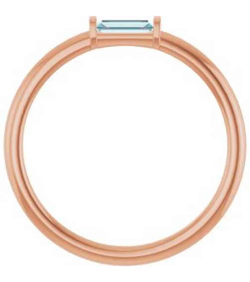 122887 Ring Set 14K Rose Natural Sky Blue Topaz Straight Baguette 4 X 2 Mm Polished Natural Sky Blue Topaz Stackable Ring