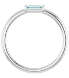 122887 Ring Set Platinum Natural Sky Blue Topaz Straight Baguette 4 X 2 Mm Polished Natural Sky Blue Topaz Stackable Ring