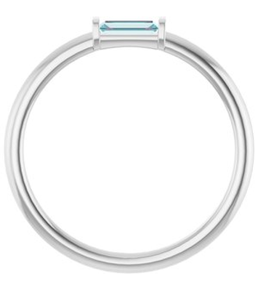 122887 Ring Set Platinum Natural Sky Blue Topaz Straight Baguette 4 X 2 Mm Polished Natural Sky Blue Topaz Stackable Ring