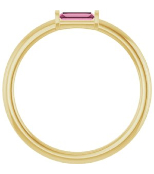 122887 Ring Set 14K Yellow Natural Pink Tourmaline Straight Baguette 4 X 2 Mm Polished Natural Pink Tourmaline Stackable Ring