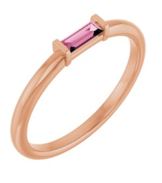 122887 Ring Set 14K Rose Natural Pink Tourmaline Straight Baguette 4 X 2 Mm Polished Natural Pink Tourmaline Stackable Ring