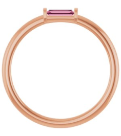 122887 Ring Set 14K Rose Natural Pink Tourmaline Straight Baguette 4 X 2 Mm Polished Natural Pink Tourmaline Stackable Ring