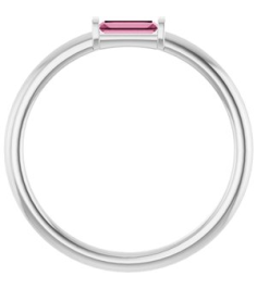 122887 Ring Set Platinum Natural Pink Tourmaline Straight Baguette 4 X 2 Mm Polished Natural Pink Tourmaline Stackable Ring