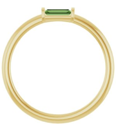 122887 Ring Set 14K Yellow Natural Green Tourmaline Straight Baguette 4 X 2 Mm Polished Natural Green Tourmaline Stackable Ring