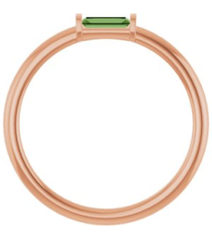 122887 Ring Set 14K Rose Natural Green Tourmaline Straight Baguette 4 X 2 Mm Polished Natural Green Tourmaline Stackable Ring
