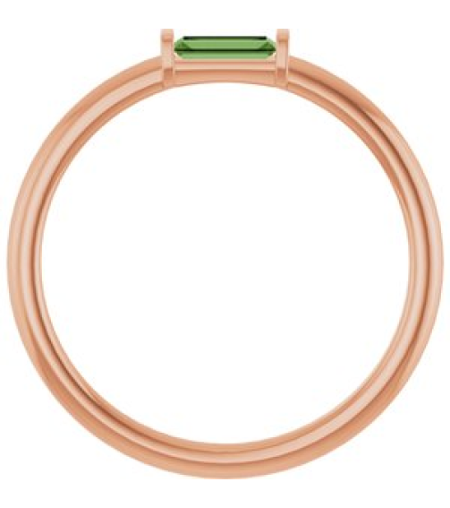 122887 Ring Set 14K Rose Natural Green Tourmaline Straight Baguette 4 X 2 Mm Polished Natural Green Tourmaline Stackable Ring