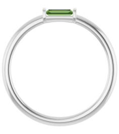 122887 Ring Set Platinum Natural Green Tourmaline Straight Baguette 4 X 2 Mm Polished Natural Green Tourmaline Stackable Ring