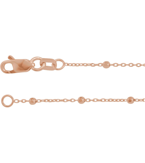 Ch1111 14K Rose Cable .85 Mm 7 In Lobster Clasp Polished Cable Chain