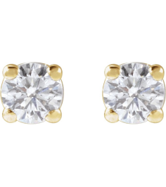 1874 14K Yellow Set Round Lab-Grown Diamond Pair 3Mm 15 Ctw Vs, F+ Friction Friction Backs Included 4-Prong Polished 15 Ctw Lab-Grown Dimaond Stud Earrings