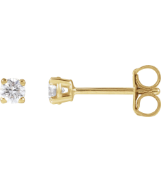 1874 14K Yellow Set Round Lab-Grown Diamond Pair 3Mm 15 Ctw Si1-Si2, G-H Friction Friction Backs Included 4-Prong Polished 15 Ctw Lab-Grown Dimaond Stud Earrings