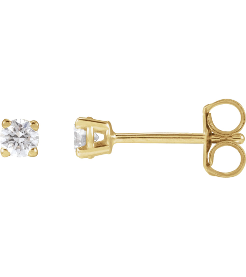 1874 14K Yellow Set Round Lab-Grown Diamond Pair 3Mm 15 Ctw Si1-Si2, G-H Friction Friction Backs Included 4-Prong Polished 15 Ctw Lab-Grown Dimaond Stud Earrings