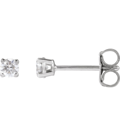 1874 14K White Set Round Lab-Grown Diamond Pair 3Mm 15 Ctw Si1-Si2, G-H Friction Friction Backs Included 4-Prong Polished 15 Ctw Lab-Grown Dimaond Stud Earrings