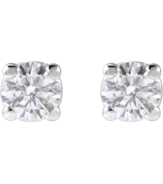 1874 14K White Set Round Lab-Grown Diamond Pair 3Mm 15 Ctw Si1-Si2, G-H Friction Friction Backs Included 4-Prong Polished 15 Ctw Lab-Grown Dimaond Stud Earrings