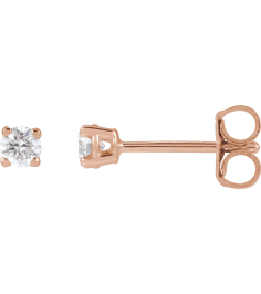1874 14K Rose Set Round Lab-Grown Diamond Pair 3Mm 15 Ctw Si1-Si2, G-H Friction Friction Backs Included 4-Prong Polished 15 Ctw Lab-Grown Dimaond Stud Earrings