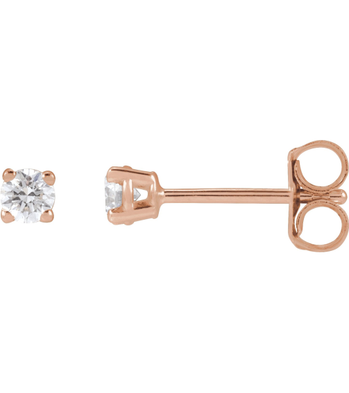 1874 14K Rose Set Round Lab-Grown Diamond Pair 3Mm 15 Ctw Si1-Si2, G-H Friction Friction Backs Included 4-Prong Polished 15 Ctw Lab-Grown Dimaond Stud Earrings