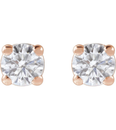1874 14K Rose Set Round Lab-Grown Diamond Pair 3Mm 15 Ctw Si1-Si2, G-H Friction Friction Backs Included 4-Prong Polished 15 Ctw Lab-Grown Dimaond Stud Earrings