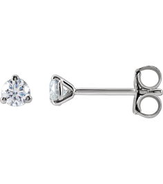66233 14K White Set Round Lab-Grown Diamond Pair 3Mm 15 Ctw Vs, F+ Friction Friction Backs Included 3-Prong Polished 15 Ctw Lab-Grown Dimaond Stud Earrings