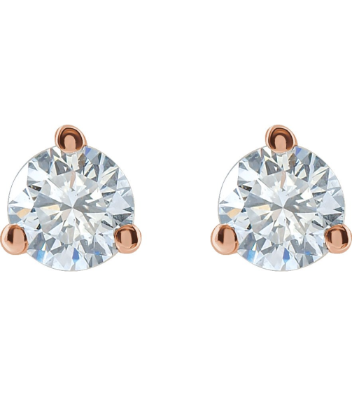 66233 14K Rose Set Round Lab-Grown Diamond Pair 3Mm 15 Ctw Vs, F+ Friction Friction Backs Included 3-Prong Polished 15 Ctw Lab-Grown Dimaond Stud Earrings