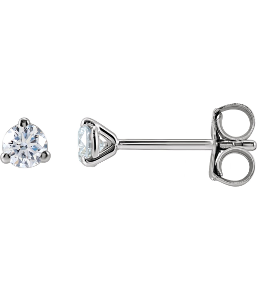 66233 14K White Set Round Lab-Grown Diamond Pair 3Mm 15 Ctw Si1-Si2, G-H Friction Friction Backs Included 3-Prong Polished 15 Ctw Lab-Grown Dimaond Stud Earrings