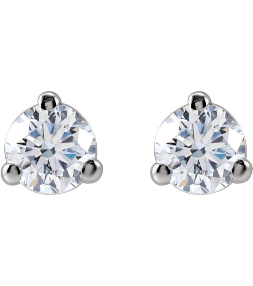 66233 14K White Set Round Lab-Grown Diamond Pair 3Mm 15 Ctw Si1-Si2, G-H Friction Friction Backs Included 3-Prong Polished 15 Ctw Lab-Grown Dimaond Stud Earrings