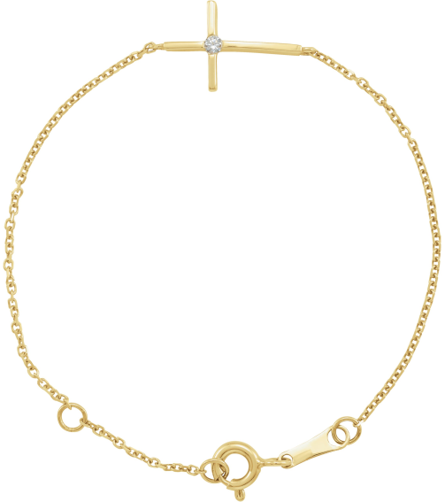 R48081 Bracelet Set 14K Yellow Round Imitation Cubic Zirconia 1.5 Mm 5 12 In Polished Cz Youth Sideways Cross Bracelet