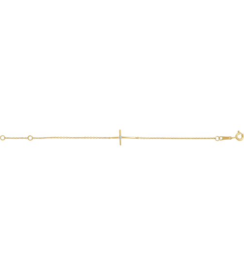 R48081 Bracelet Set 14K Yellow Round Imitation Cubic Zirconia 1.5 Mm 5 12 In Polished Cz Youth Sideways Cross Bracelet