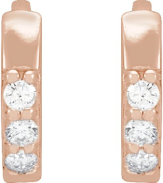 87382 Earring Set 14K Rose 8 Mm 1.6 Mm Natural Diamond Round 1.3Mm 0.05 Ctw I1, Gh Pair Hinged Polished .05 Ctw Natural Diamond Hinged Hoop Earrings