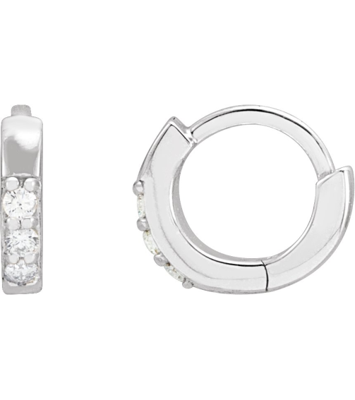87382 Earring Set Sterling Silver 8 Mm 1.6 Mm Natural Diamond Round 1.3Mm 0.05 Ctw I1, Gh Pair Hinged Polished .05 Ctw Natural Diamond Hinged Hoop Earrings