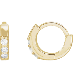 87382 Earring Set 14K Yellow 8 Mm 1.6 Mm Natural Diamond Round 1.3Mm 0.05 Ctw I1, Gh Pair Hinged Polished .05 Ctw Natural Diamond Hinged Hoop Earrings