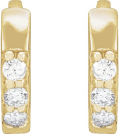87382 Earring Set 14K Yellow 8 Mm 1.6 Mm Natural Diamond Round 1.3Mm 0.05 Ctw I1, Gh Pair Hinged Polished .05 Ctw Natural Diamond Hinged Hoop Earrings