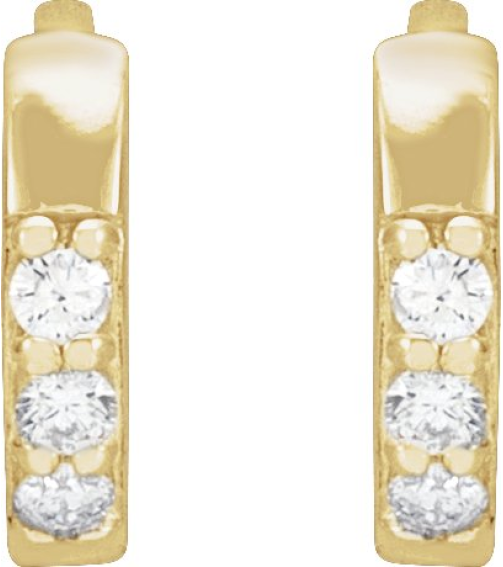 87382 Earring Set 14K Yellow 8 Mm 1.6 Mm Natural Diamond Round 1.3Mm 0.05 Ctw I1, Gh Pair Hinged Polished .05 Ctw Natural Diamond Hinged Hoop Earrings