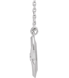 87580 Necklace Set 14K White Round Natural Diamond 1.3Mm 0.01 Ct I1, G-H 16-18 In Polished .01 Ctw Natural Diamond Star Medallion Necklace