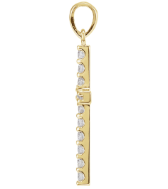 R42308 Pendant Set 14K Yellow Round Natural Diamond 1.3Mm 18 Ctw I1, G-H Polished 18 Ctw Natural Diamond Accented Cross Pendant