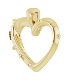 R45424 Pendant 14K Yellow 18.55 X 17.15 Mm Polished Heart Rosary Pendant With Raised Cross And Raised Bead Detail
