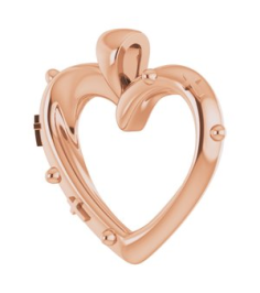 R45424 Pendant 14K Rose 18.55 X 17.15 Mm Polished Heart Rosary Pendant With Raised Cross And Raised Bead Detail